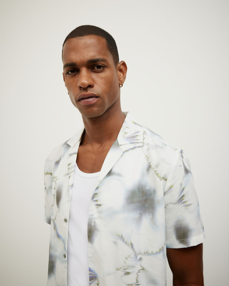 Tie-dye Short Sleeve Shirt, White Multi, hi-res
